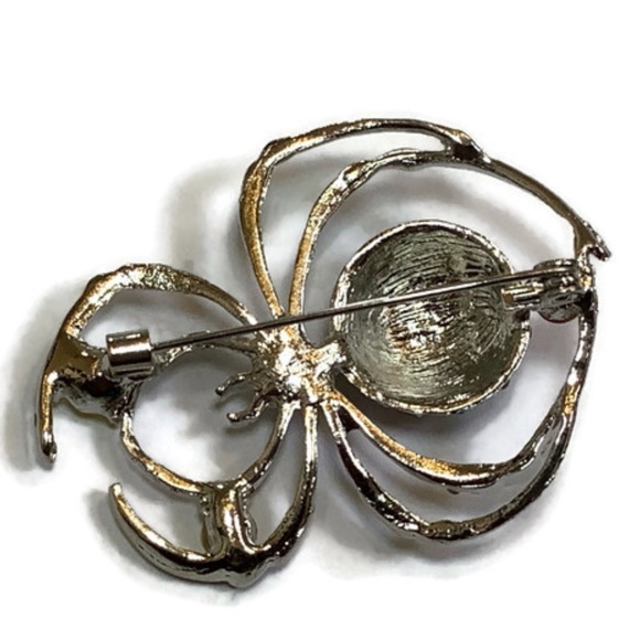 Long Legged Rhinestone Spider Brooch - Picture 4 of 10